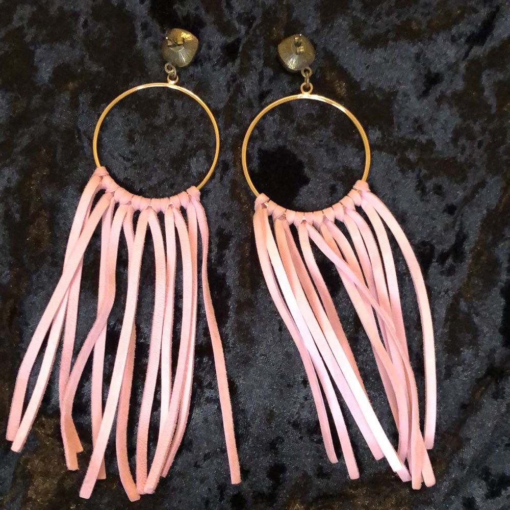 NWOT Blush Fringe Earrings with AB Crystals - Picture 4 of 4